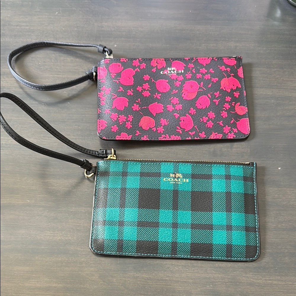 Coach Floral and Plaid Wristlet Set